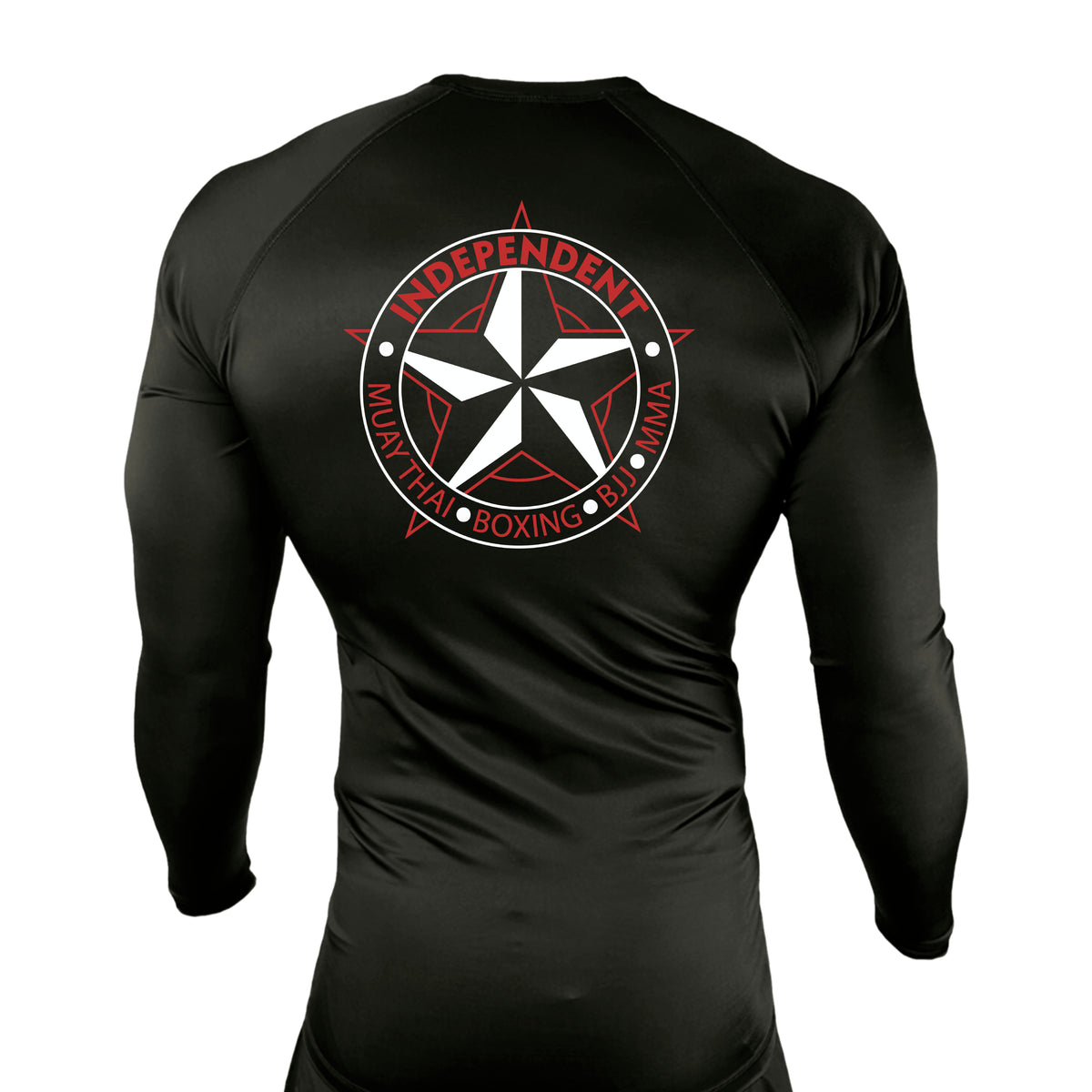 Independent MMA & Fitness All Black Custom Rash Guards Long Sleeves #8098 D