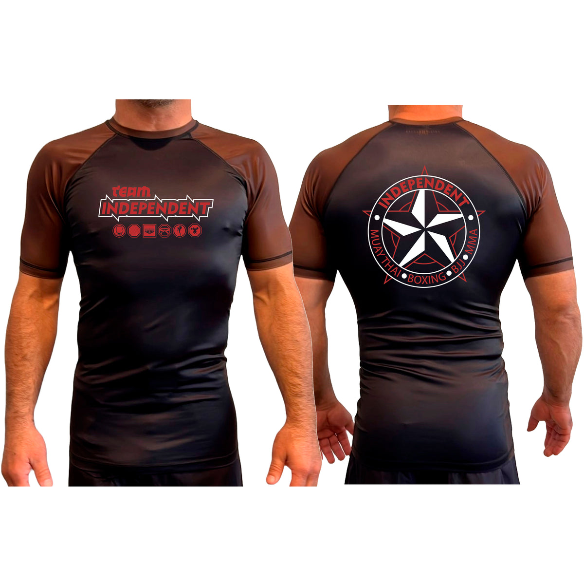 Independent MMA & Fitness All Black Ranked Short Sleeve Rash Guards #8098 D