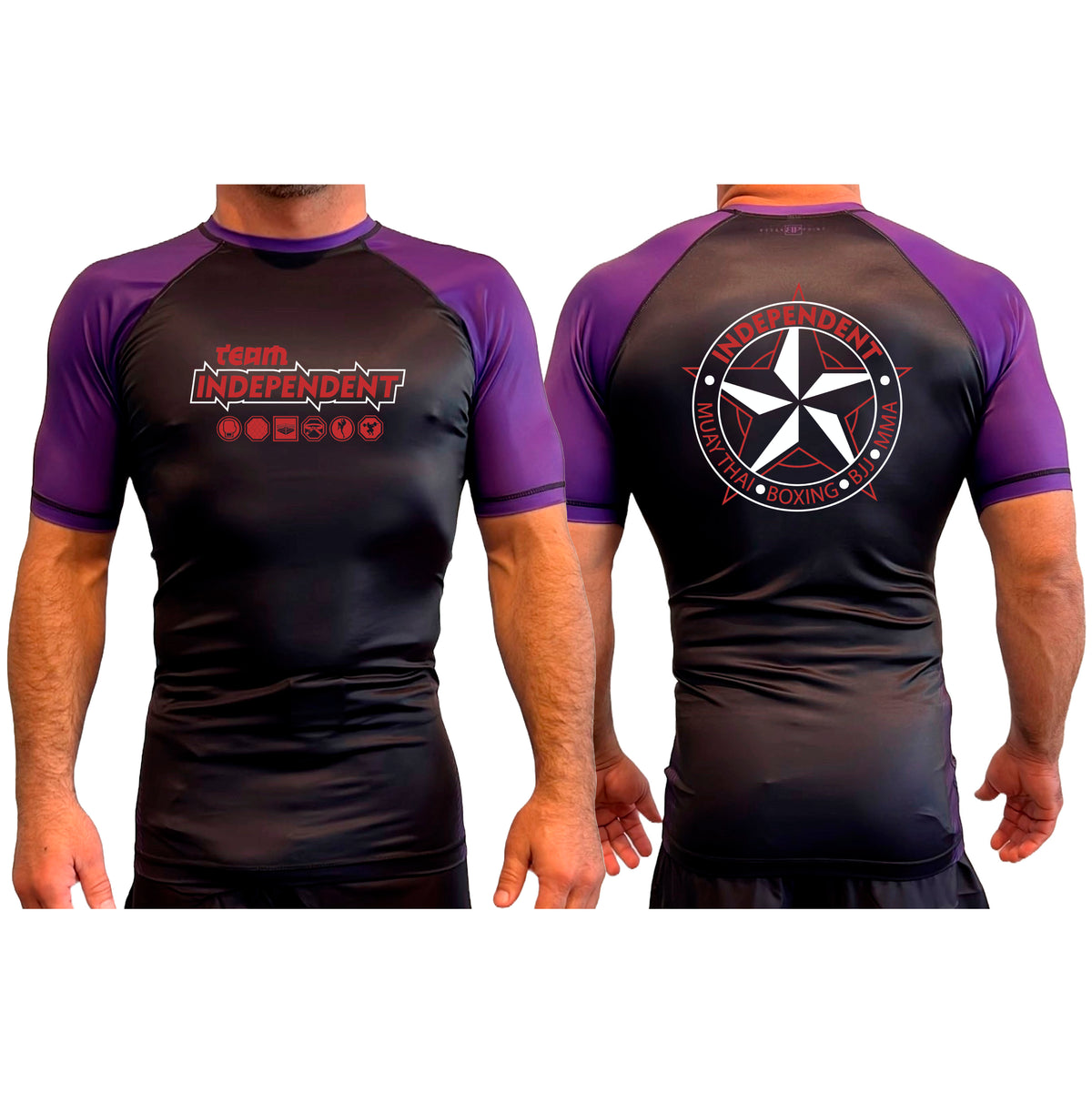 Independent MMA & Fitness All Black Ranked Short Sleeve Rash Guards #8098 D