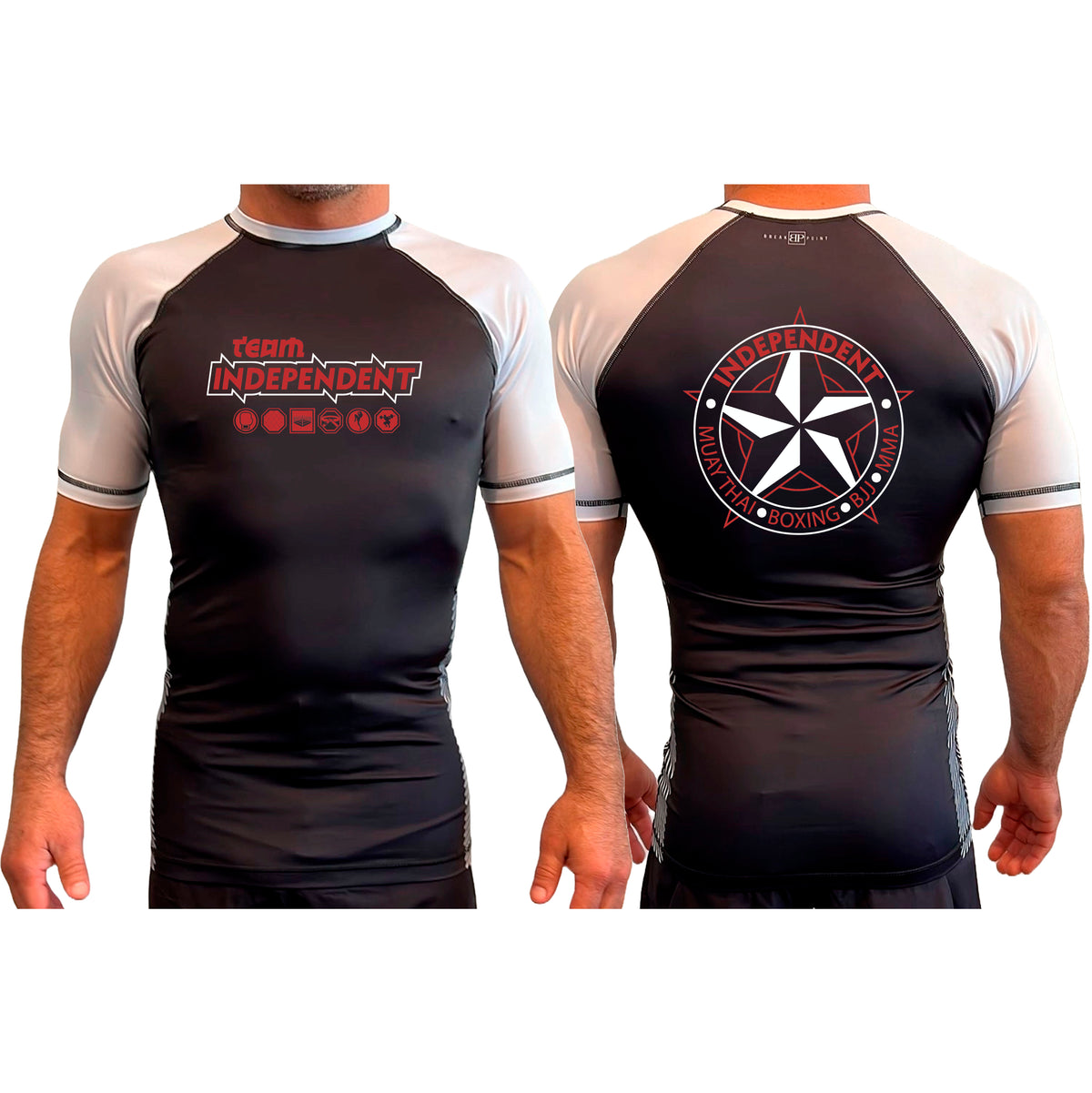 Independent MMA & Fitness All Black Ranked Short Sleeve Rash Guards #8098 D