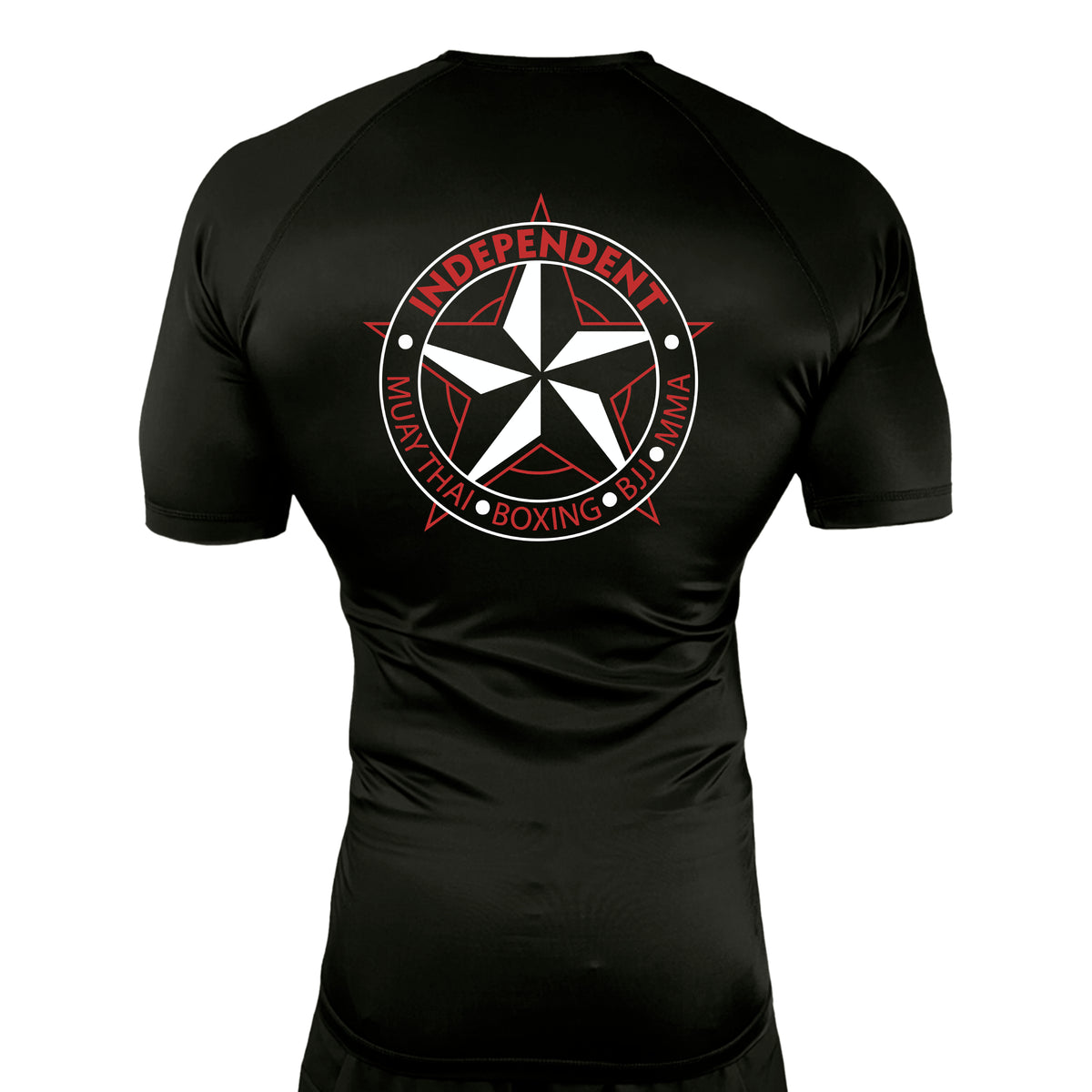 Independent MMA & Fitness All Black Custom Rash Guards Short Sleeves #8098 D