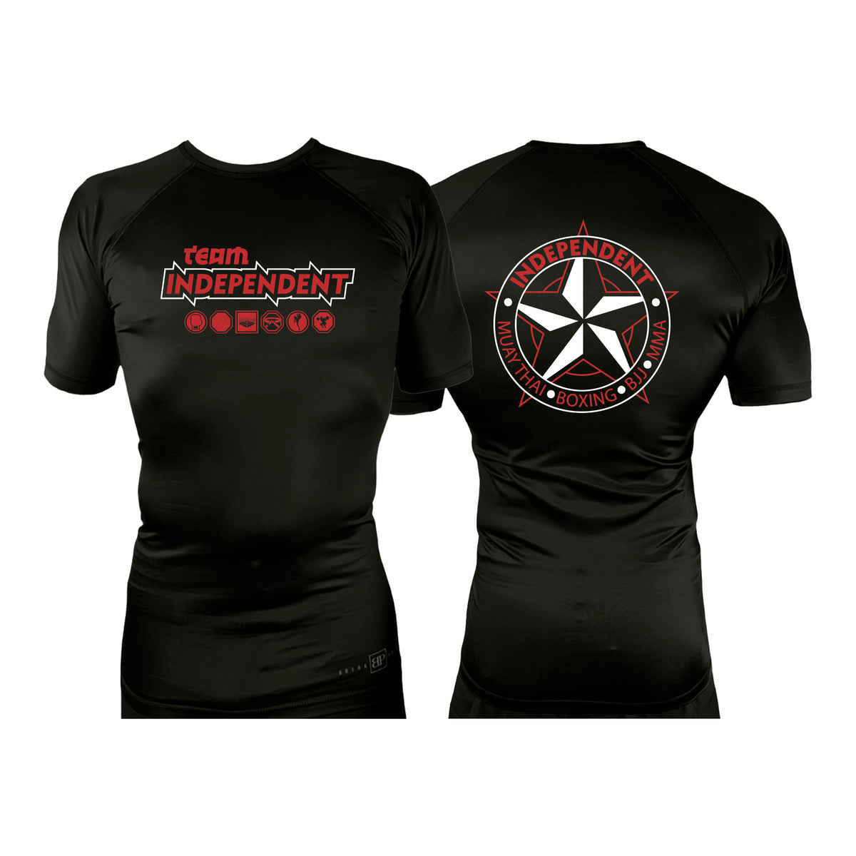 Independent MMA & Fitness All Black Custom Rash Guards Short Sleeves #8098 D