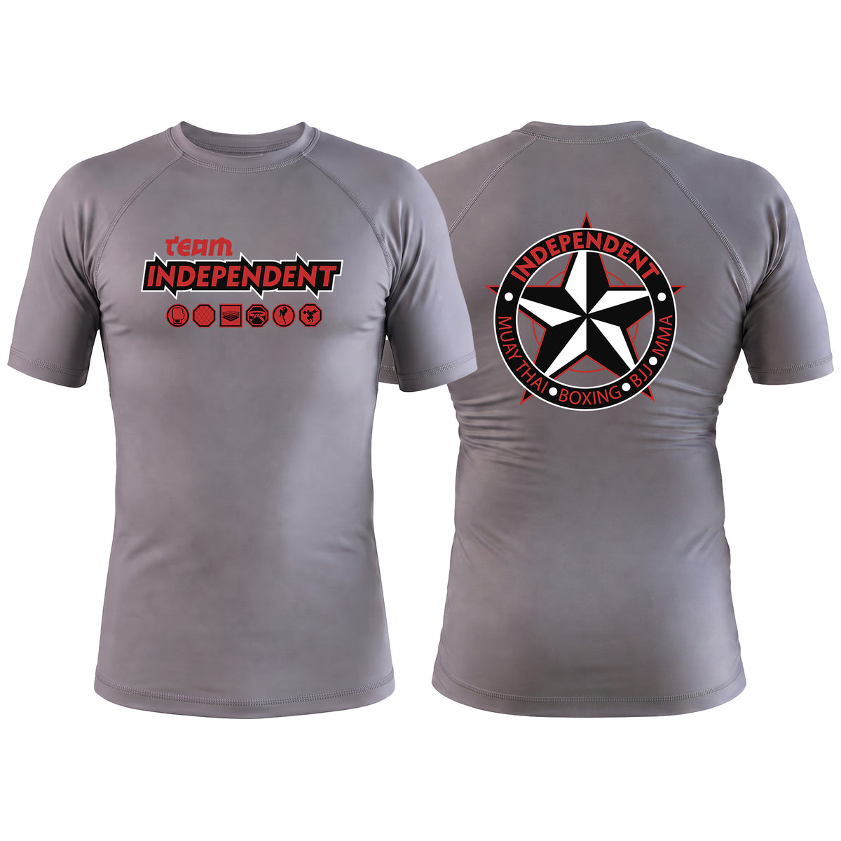 Independent MMA & Fitness Gray Custom Rash Guards Short Sleeve #8098 D
