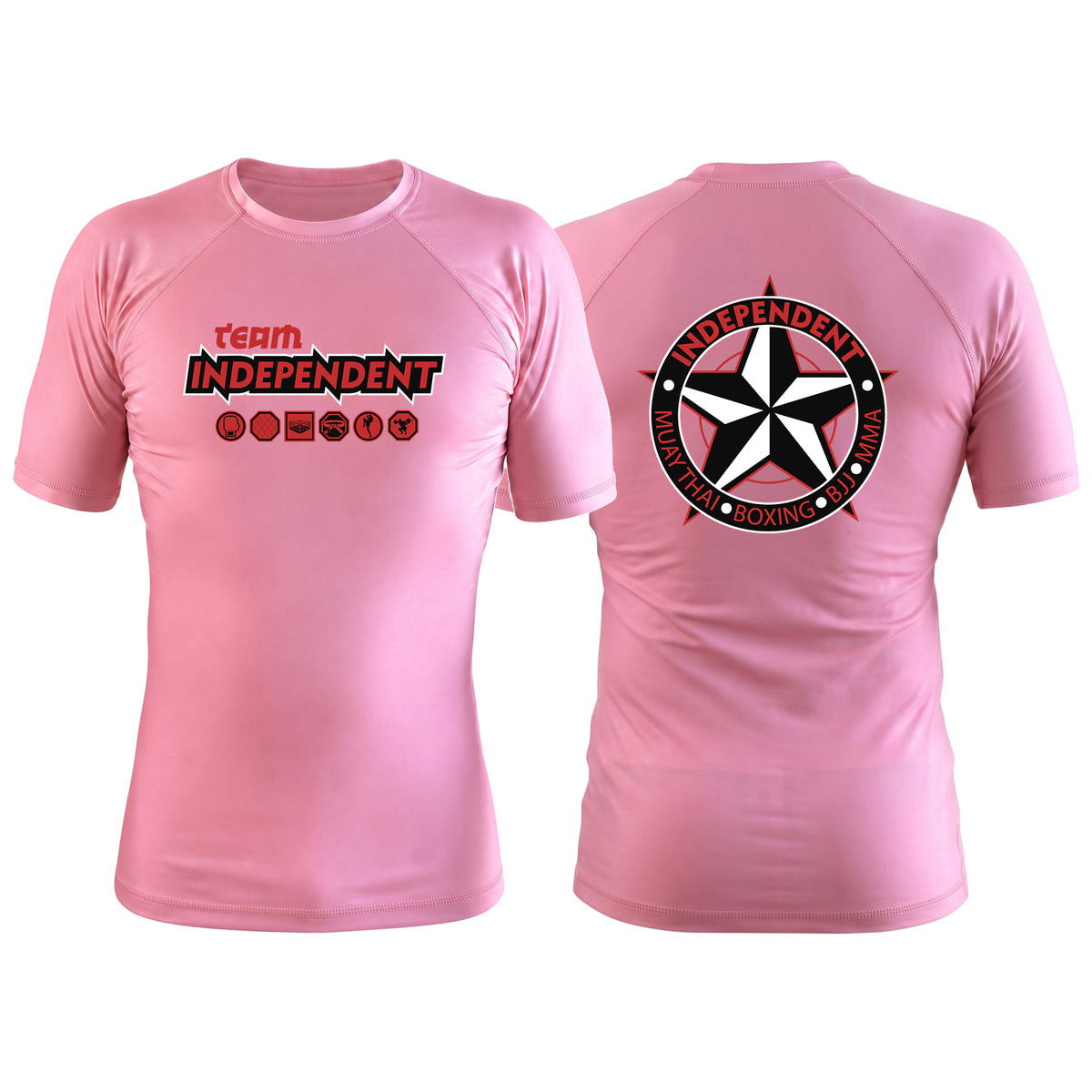 Independent MMA & Fitness Pink Custom Rash Guards Short Sleeve #8098 D