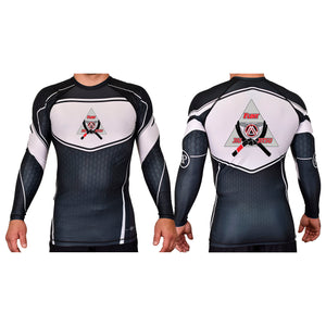 Flint Jiu Jitsu Academy Rash Guards Black/White #8100 A