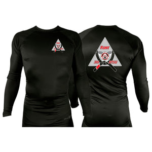 Flint Jiu Jitsu All Black Custom Rash Guards Long Sleeves #8100 A