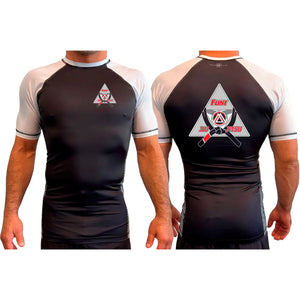 Flint Jiu Jitsu All Black Ranked Short Sleeve Rash Guards #8100 A