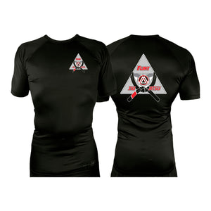 Flint Jiu Jitsu All Black Custom Rash Guards Short Sleeves #8100 A