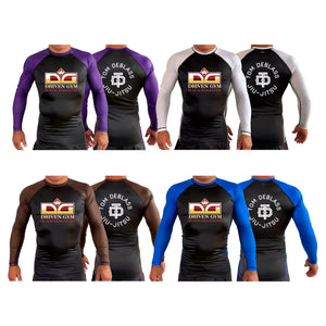 Driven Gym All Black Ranked Long Sleeve Rash Guards #8101 C