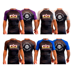 Driven Gym All Black Ranked Short Sleeve Rash Guards #8101 C