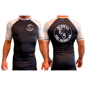 Con Safos BJJ All Black Ranked Short Sleeve Rash Guards #8102 A
