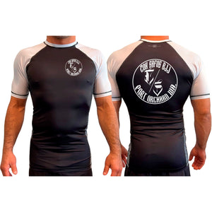 Con Safos BJJ All Black Ranked Short Sleeve Rash Guards #8102 A