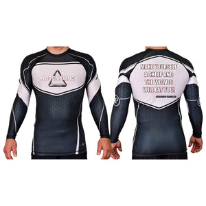 Adrenaline Training Center Academy Rash Guards Black/White  #8104 A