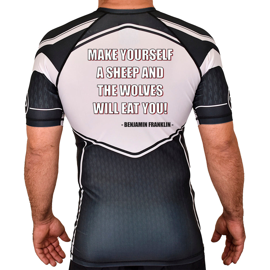 Adrenaline Training Center Academy Rash Guards Black/White  #8104 A