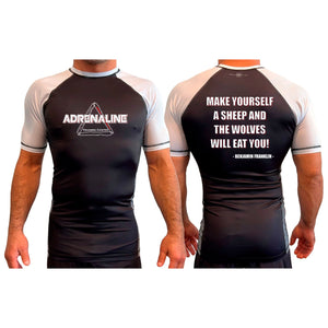 Adrenaline Training Center All Black Ranked Short Sleeve Rash Guards #8104 A