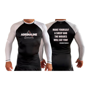 Adrenaline Training Center All Black Ranked Long Sleeve Rash Guards #8104 A