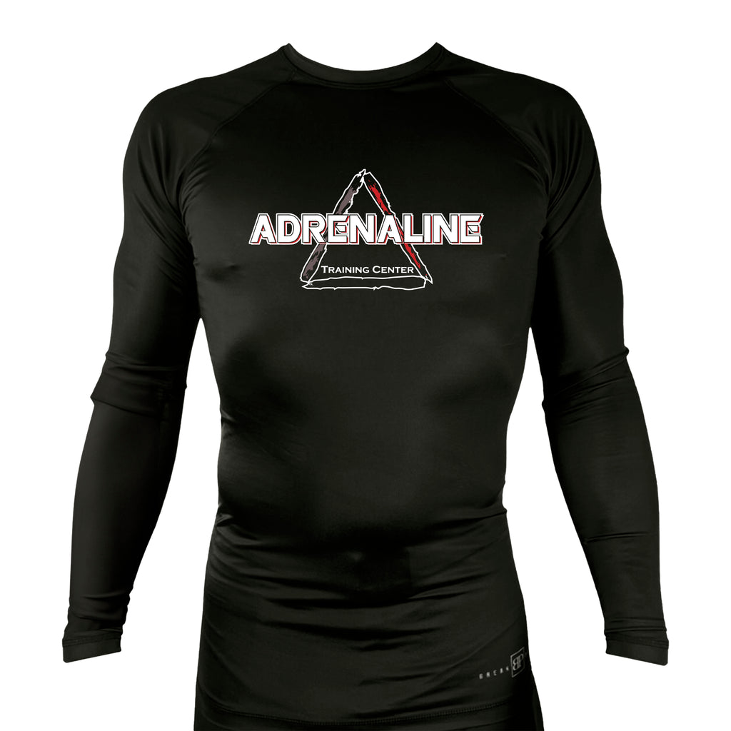 Adrenaline Training Center All Black Custom Rash Guards Long Sleeves #8104 A