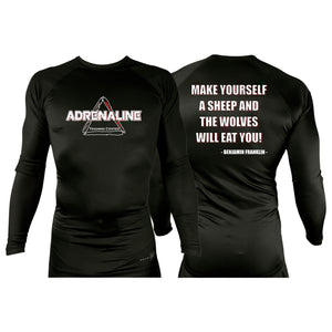 Adrenaline Training Center All Black Custom Rash Guards Long Sleeves #8104 A