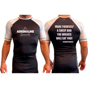 Adrenaline Training Center All Black Ranked Short Sleeve Rash Guards #8104 A