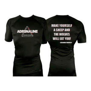 Adrenaline Training Center All Black Custom Rash Guards Short Sleeves #8104 A