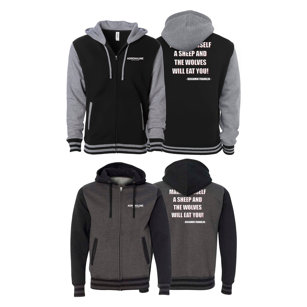 Adrenaline Training Center Academy Varsity Zip-Up Hoodies #8104 H