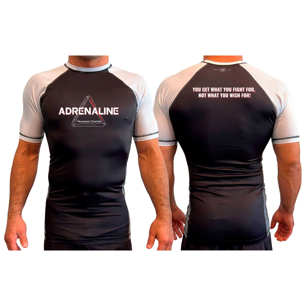 Adrenaline Training Center All Black Ranked Short Sleeve Rash Guards #8104 E