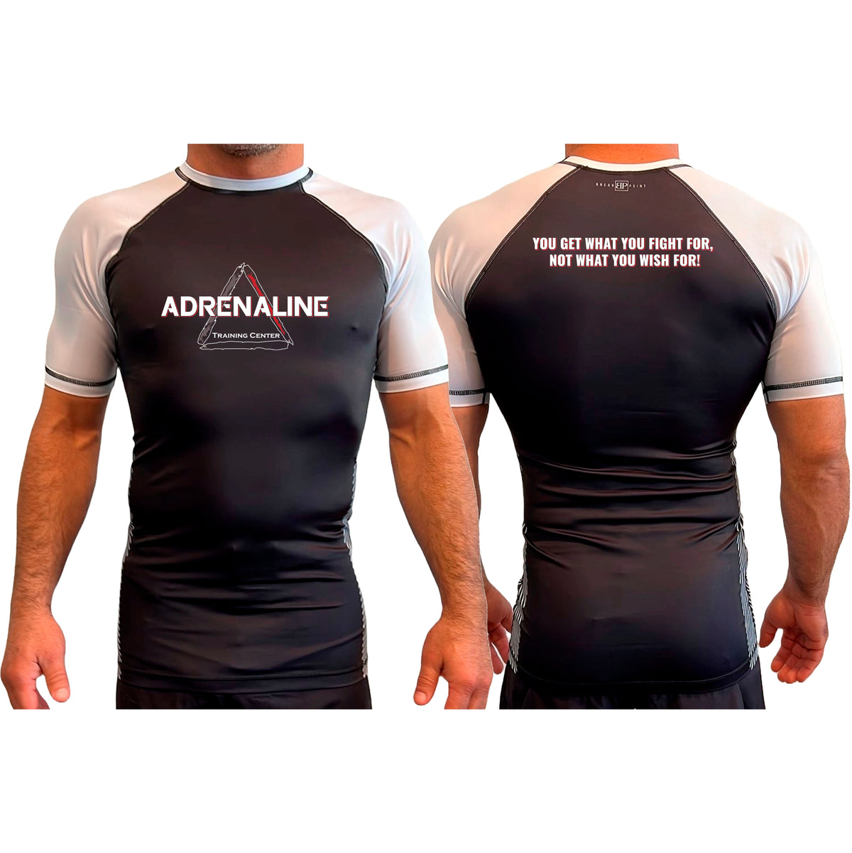 Adrenaline Training Center All Black Ranked Short Sleeve Rash Guards #8104 E