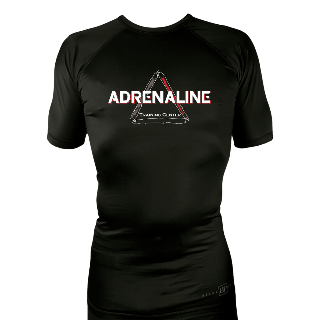 Adrenaline Training Center All Black Custom Rash Guards Short Sleeves #8104 E