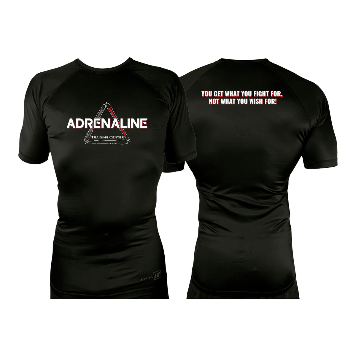Adrenaline Training Center All Black Custom Rash Guards Short Sleeves #8104 E