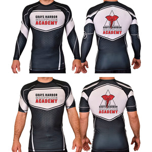 Grays Harbor Brazilian Jiu-Jitsu Academy Rash Guards Black/White #8105 A
