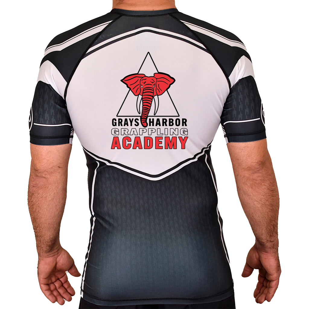 Grays Harbor Brazilian Jiu-Jitsu Academy Rash Guards Black/White #8105 A