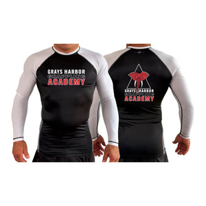 Grays Harbor Brazilian Jiu-Jitsu All Black Ranked Long Sleeve Rash Guards #8105 A
