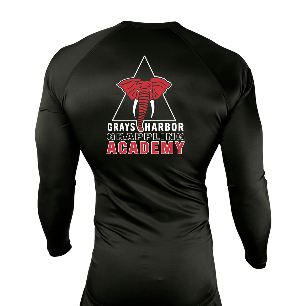 Grays Harbor Brazilian Jiu-Jitsu All Black Custom Rash Guards Long Sleeves #8105 A