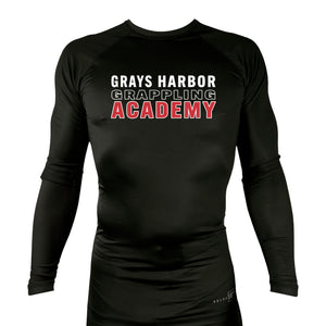 Grays Harbor Brazilian Jiu-Jitsu All Black Custom Rash Guards Long Sleeves #8105 A