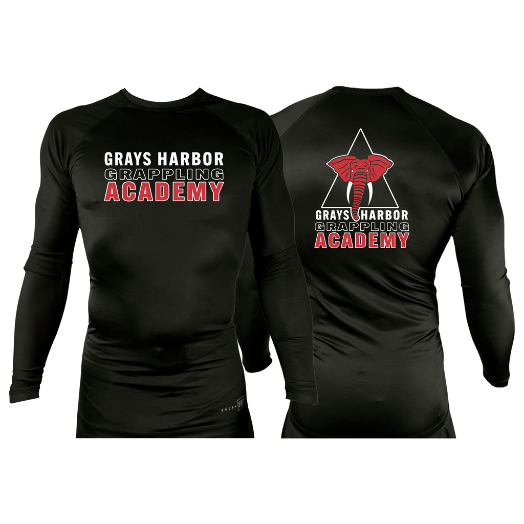 Grays Harbor Brazilian Jiu-Jitsu All Black Custom Rash Guards Long Sleeves #8105 A