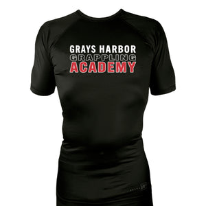 Grays Harbor Brazilian Jiu-Jitsu All Black Custom Rash Guards Short Sleeves #8105 A