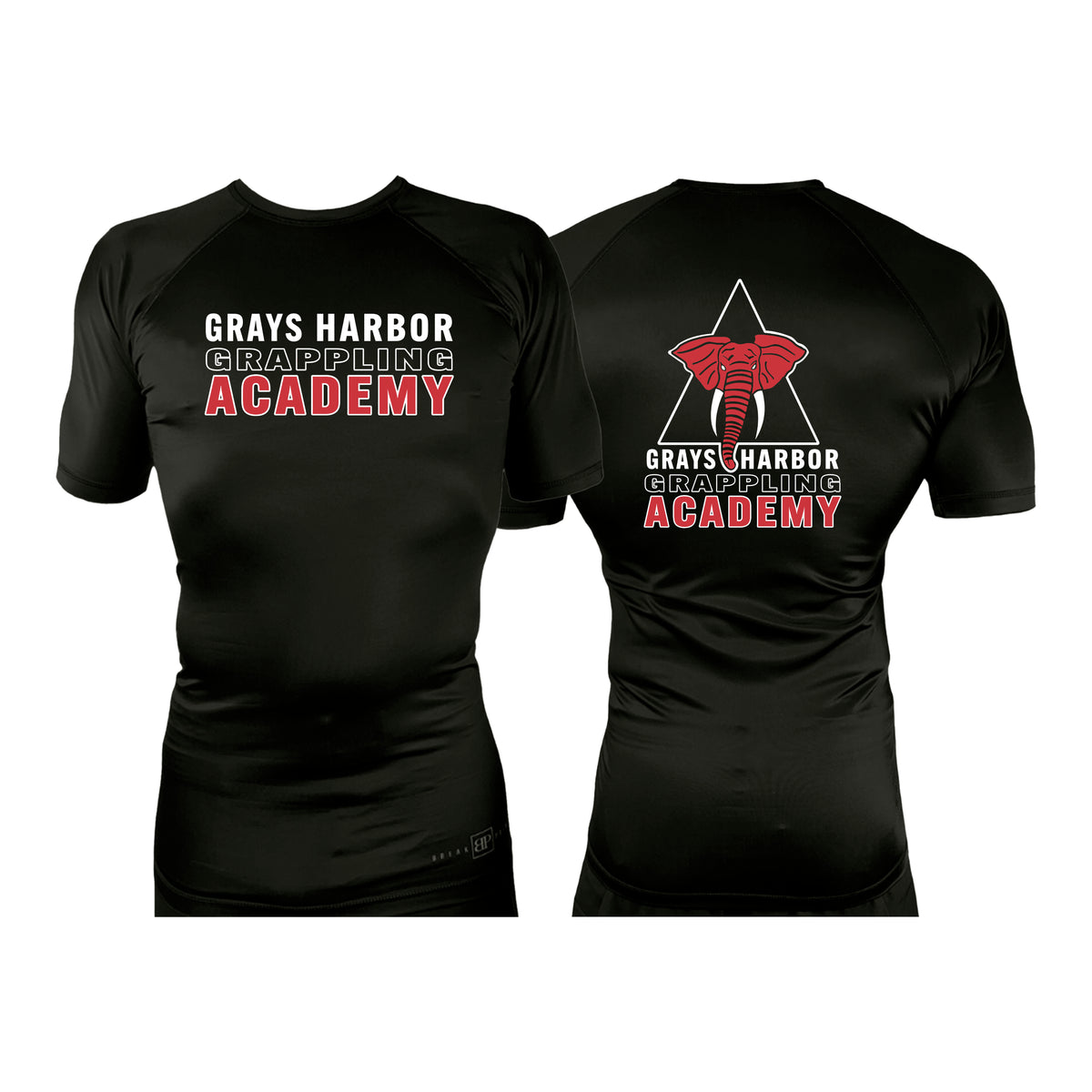 Grays Harbor Brazilian Jiu-Jitsu All Black Custom Rash Guards Short Sleeves #8105 A
