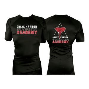 Grays Harbor Brazilian Jiu-Jitsu All Black Custom Rash Guards Short Sleeves #8105 A