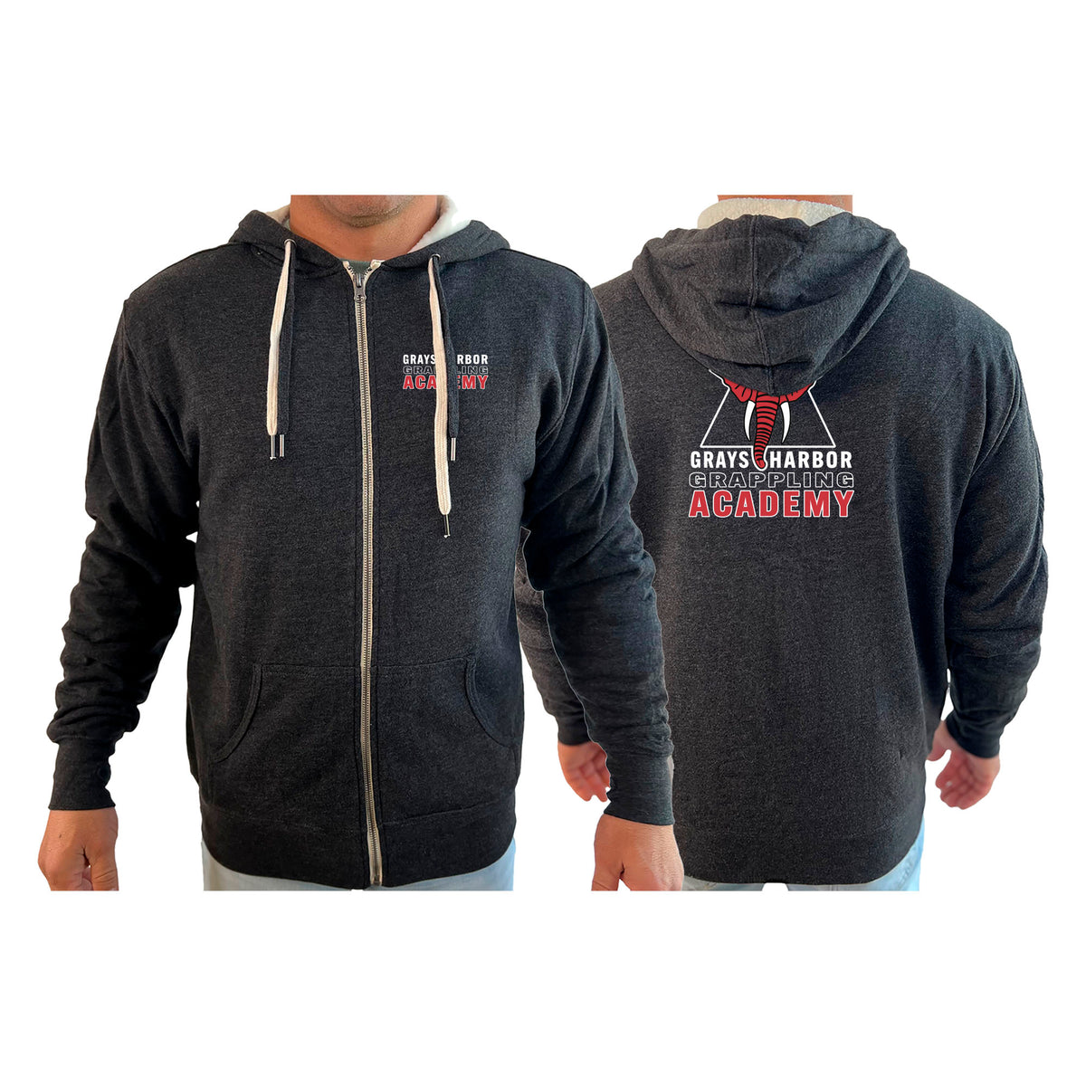 Grays Harbor Brazilian Jiu-Jitsu Academy Sherpa Lined Zip-Up Hoodie #8105 B