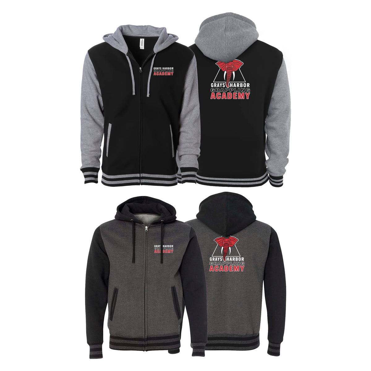 Grays Harbor Brazilian Jiu-Jitsu Academy Varsity Zip-Up Hoodies #8105 B