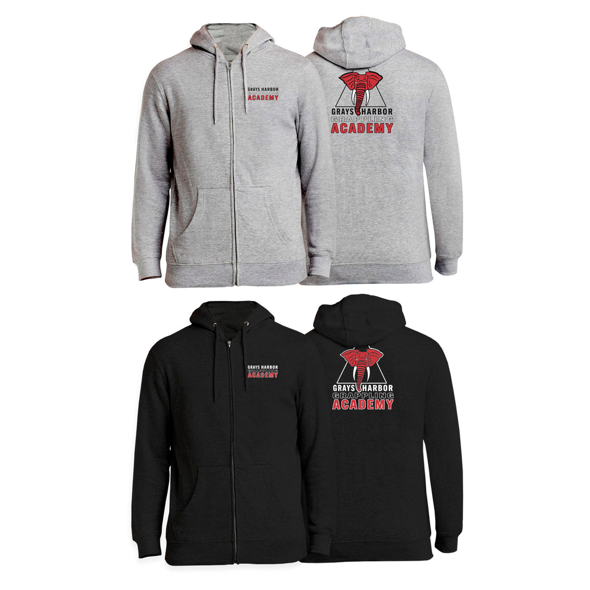 Grays Harbor Brazilian Jiu-Jitsu Academy Zip-Up Hoodies #8105 B