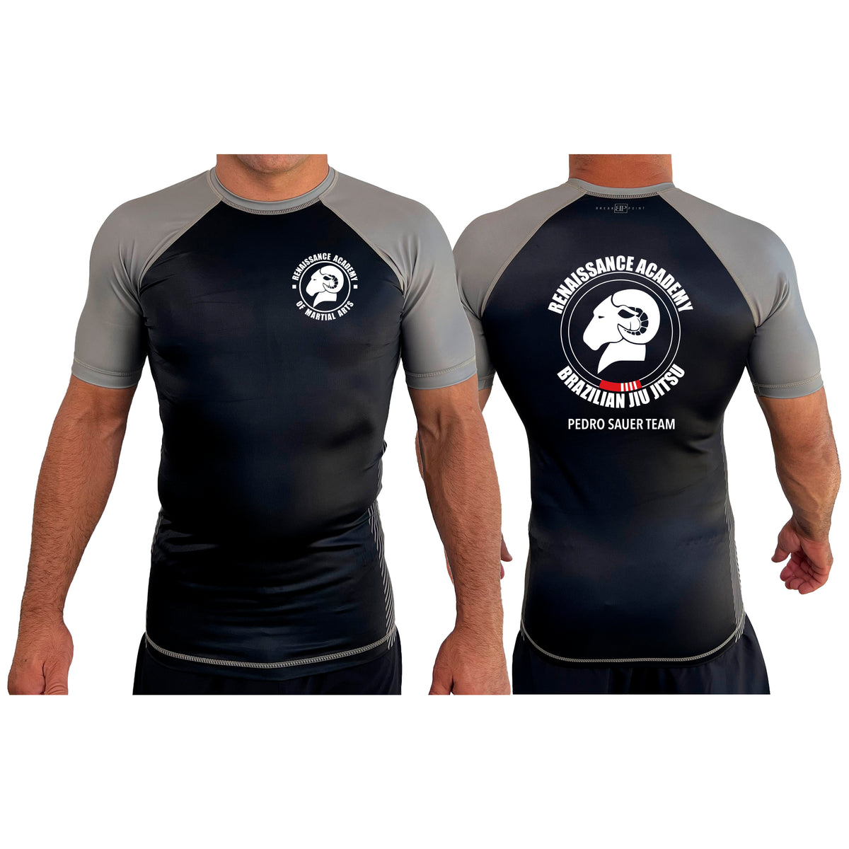 Renaissance Academy of MA All Black Ranked Short Sleeve Rash Guards #8107 A