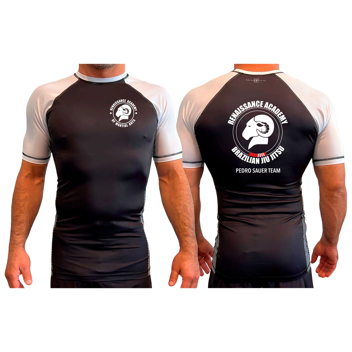 Renaissance Academy of MA All Black Ranked Short Sleeve Rash Guards #8107 A
