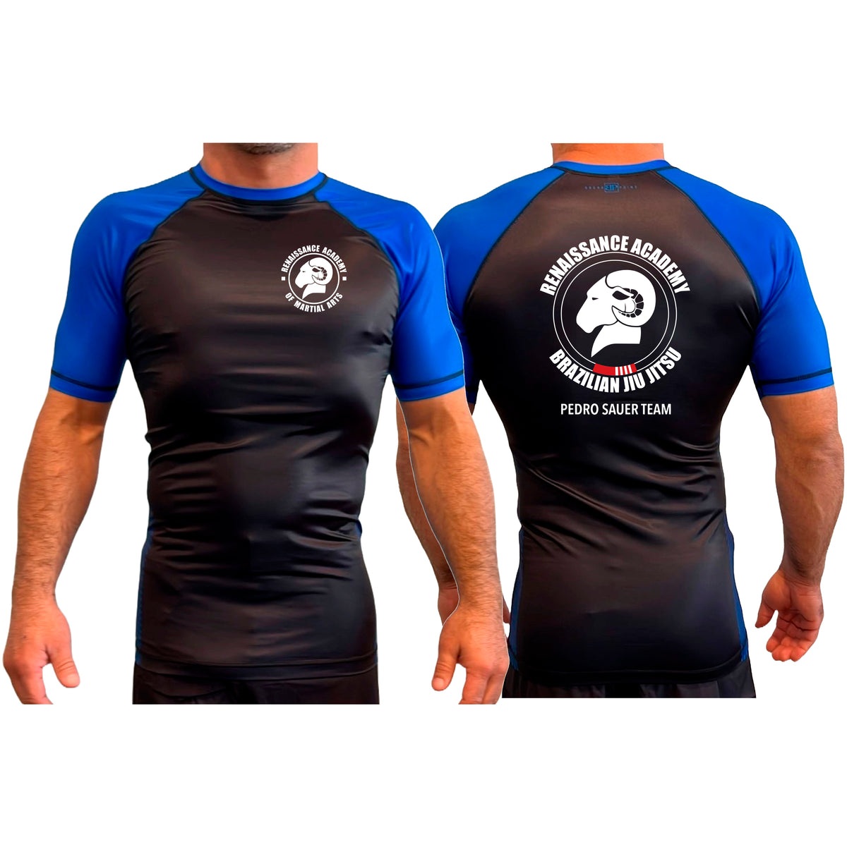 Renaissance Academy of MA All Black Ranked Short Sleeve Rash Guards #8107 A