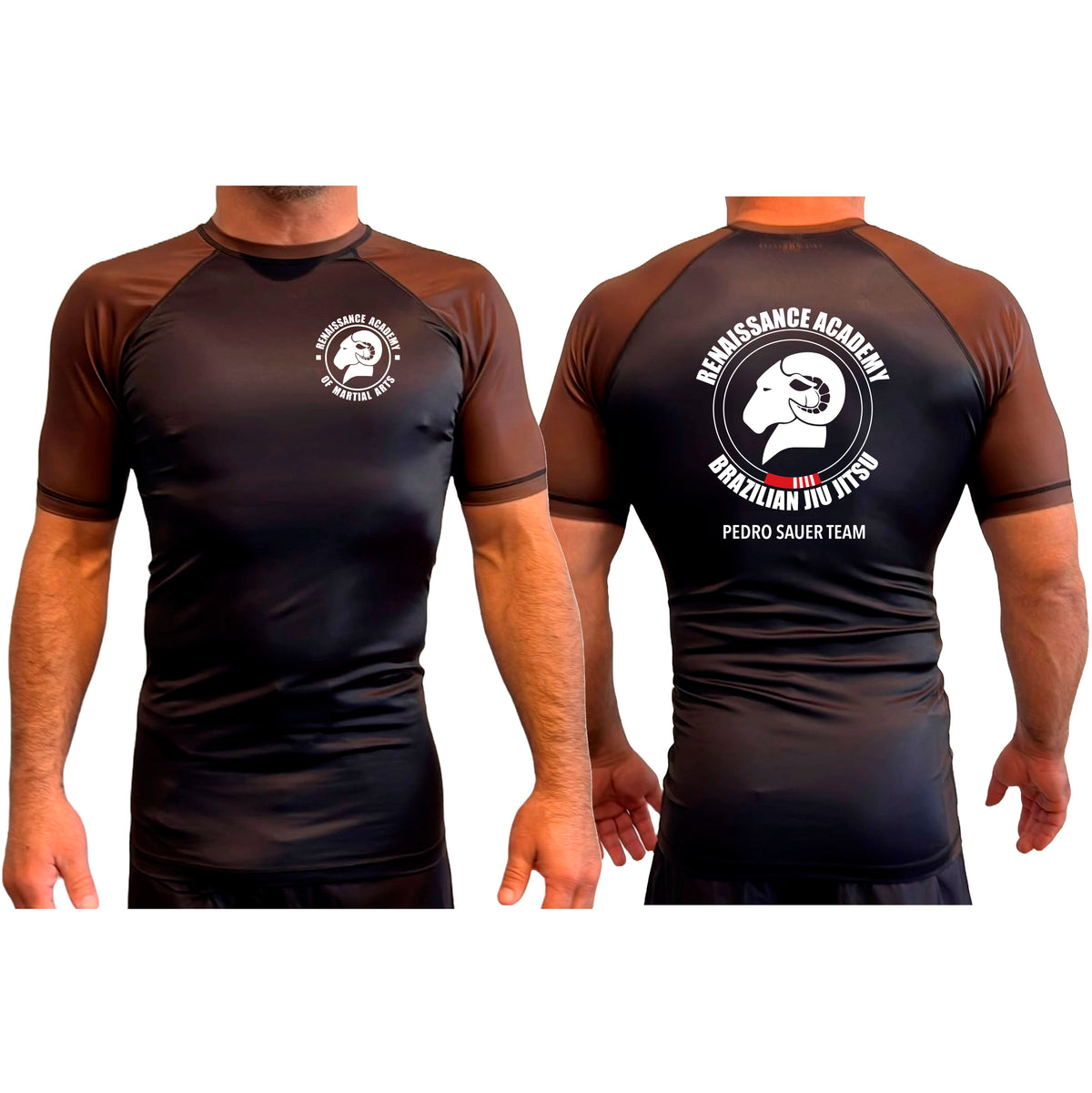 Renaissance Academy of MA All Black Ranked Short Sleeve Rash Guards #8107 A