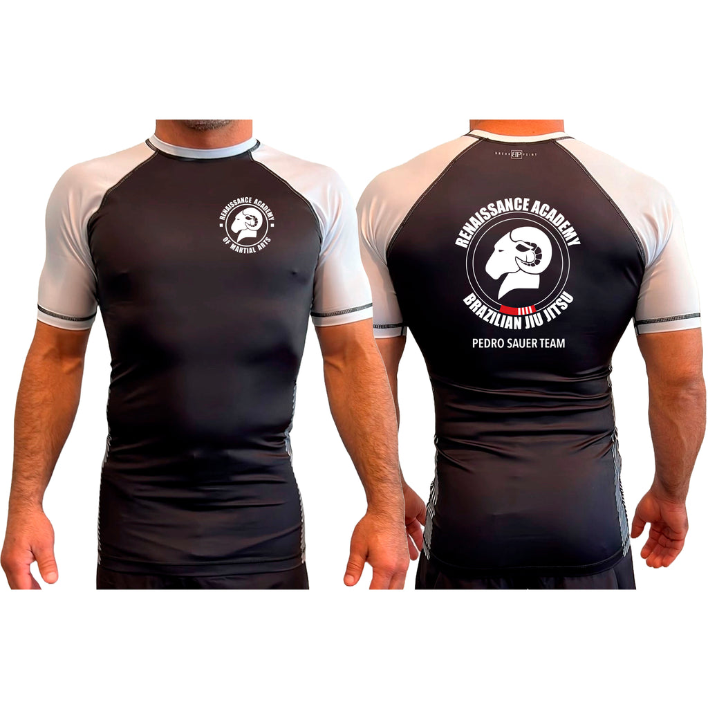Renaissance Academy of MA All Black Ranked Short Sleeve Rash Guards #8107 A