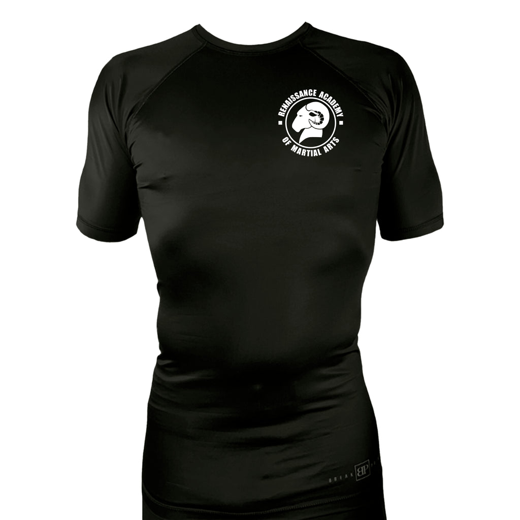 Renaissance Academy of MA All Black Custom Rash Guards Short Sleeves #8107 A