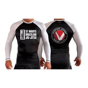 Saint Mary's BJJ All Black Ranked Long Sleeve Rash Guards #8109 A