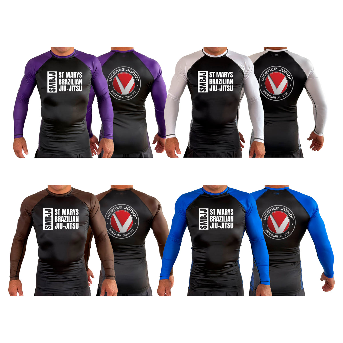 Saint Mary's BJJ All Black Ranked Long Sleeve Rash Guards #8109 A