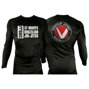 Saint Mary's BJJ All Black Custom Rash Guards Long Sleeves #8109 A